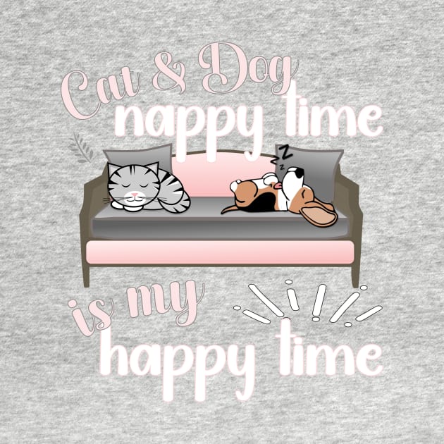 CAT AND DOG NAP CUTE DESIGN by KathyNoNoise